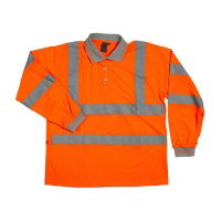 Long Sleeve Orange Hi Visibility Polo Shirt