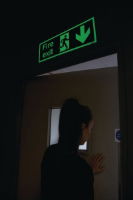 450mm x 150mm Fire Exit (Arrow Left) Photoluminescent Signs