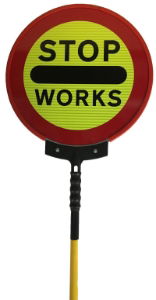 Stop Works Lollipop Sign