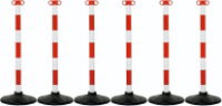 Red and White Barrier Post with Base's pack of 6