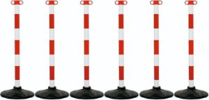 Red and White Barrier Post with Base's pack of 6